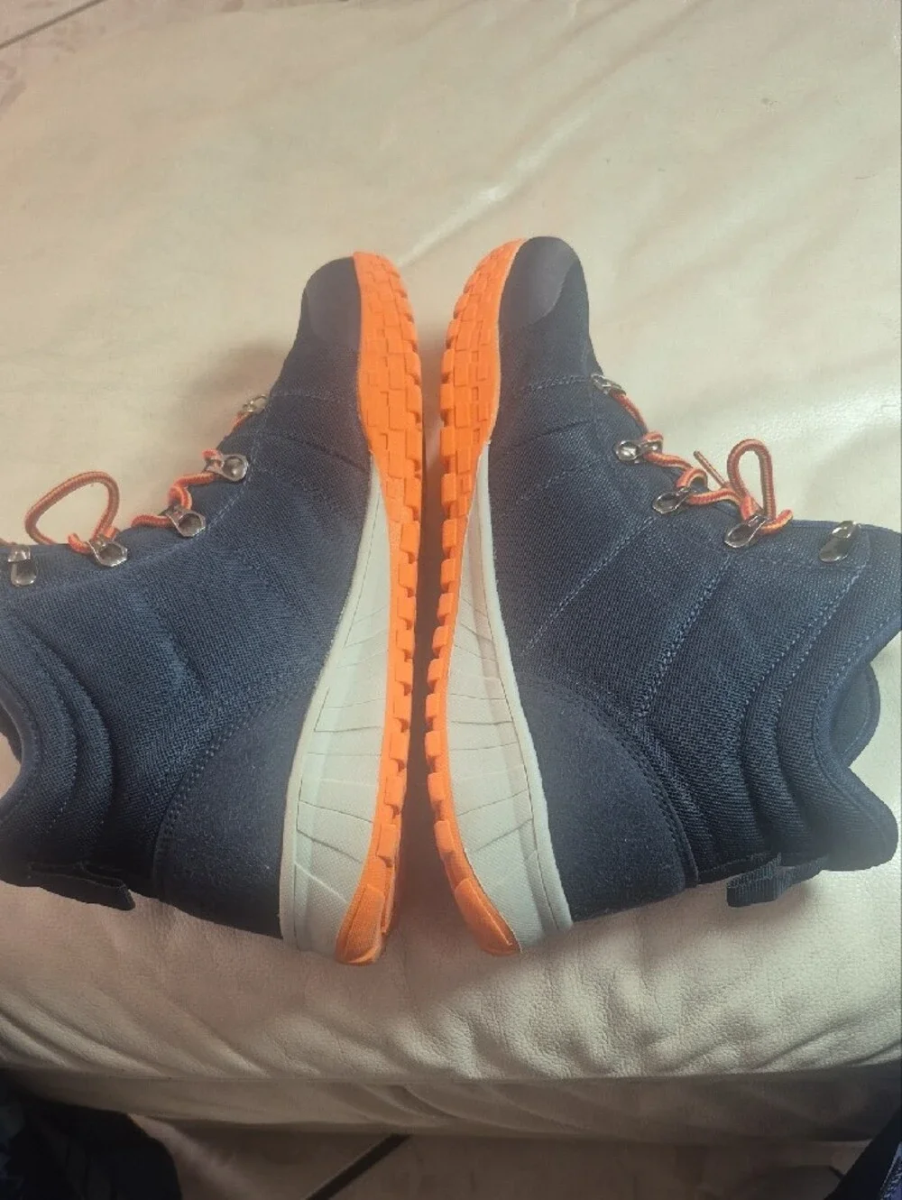 Men's Navy and Orange High-Top Outdoor Sneakers